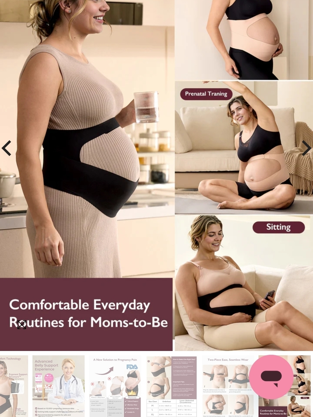 Momcozy BumpEase Ergonest Maternity Belly Band - Black Color - Picture 5 of 5